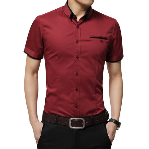 Image of 2020 New Arrival Brand Men's Summer Business Shirt Short Sleeves Turn-down Collar Tuxedo Shirt Shirt Men Shirts Big Size 5XL