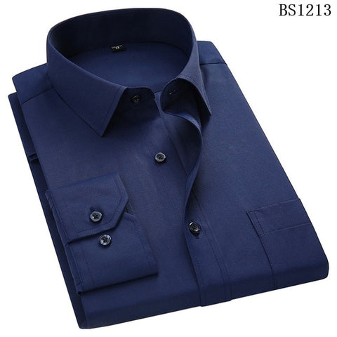 Image of Plus Large Size 8XL 7XL 6XL 5XL 4XL Mens Business Casual Long Sleeved Shirt Classic Striped Male Social Dress Shirts Purple Blue