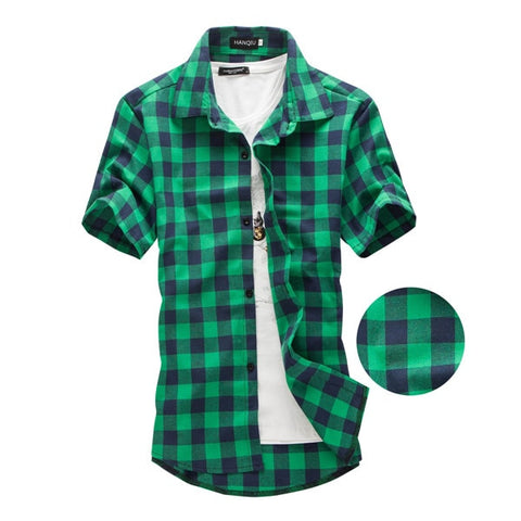 Image of Red And Black Plaid Shirt Men Shirts 2020 New Summer Fashion Chemise Homme Mens Checkered Shirts Short Sleeve Shirt Men Blouse