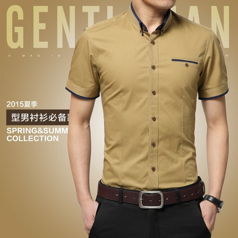 Image of 2020 New Arrival Brand Men's Summer Business Shirt Short Sleeves Turn-down Collar Tuxedo Shirt Shirt Men Shirts Big Size 5XL