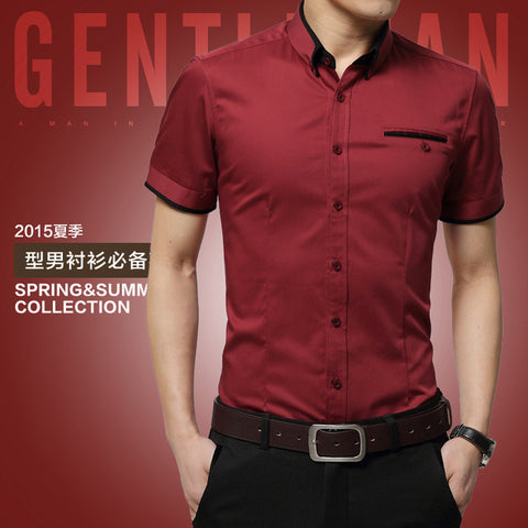 Image of 2020 New Arrival Brand Men's Summer Business Shirt Short Sleeves Turn-down Collar Tuxedo Shirt Shirt Men Shirts Big Size 5XL