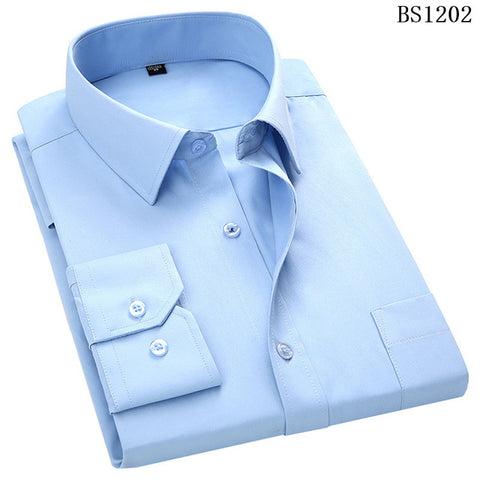 Image of Plus Large Size 8XL 7XL 6XL 5XL 4XL Mens Business Casual Long Sleeved Shirt Classic Striped Male Social Dress Shirts Purple Blue