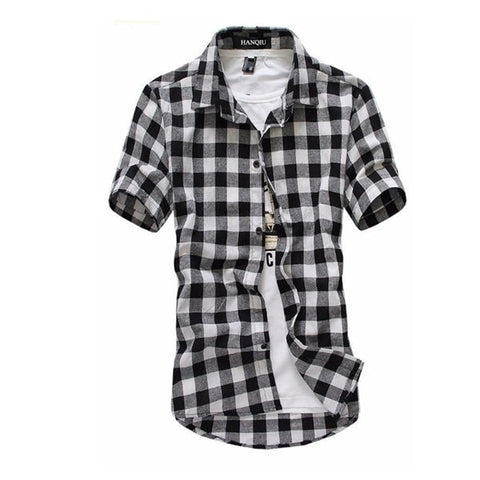 Image of Red And Black Plaid Shirt Men Shirts 2020 New Summer Fashion Chemise Homme Mens Checkered Shirts Short Sleeve Shirt Men Blouse